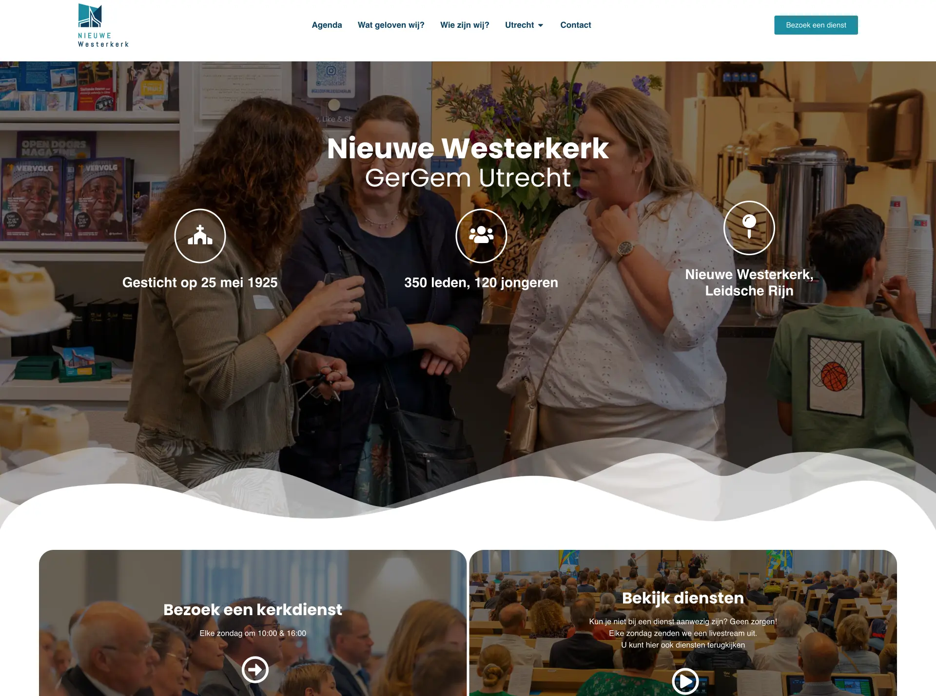 Kerkwebsite van de Nieuwe Westerkerk in Utrecht