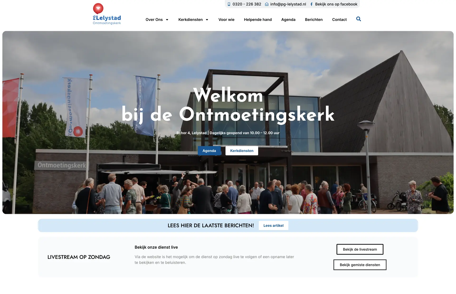 Kerkwebsite van de Ontmoetingskerk in Lelystad